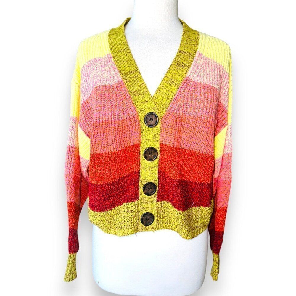 FB3 URBAN OUTFITTERS Turner Ribbed Button-Down Boho Hip Cardigan small